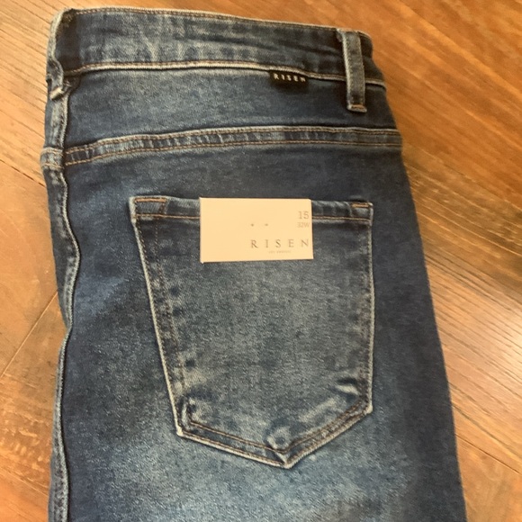 No distressing. Work appropriate! High waisted, medium dark in color. - Picture 2 of 3